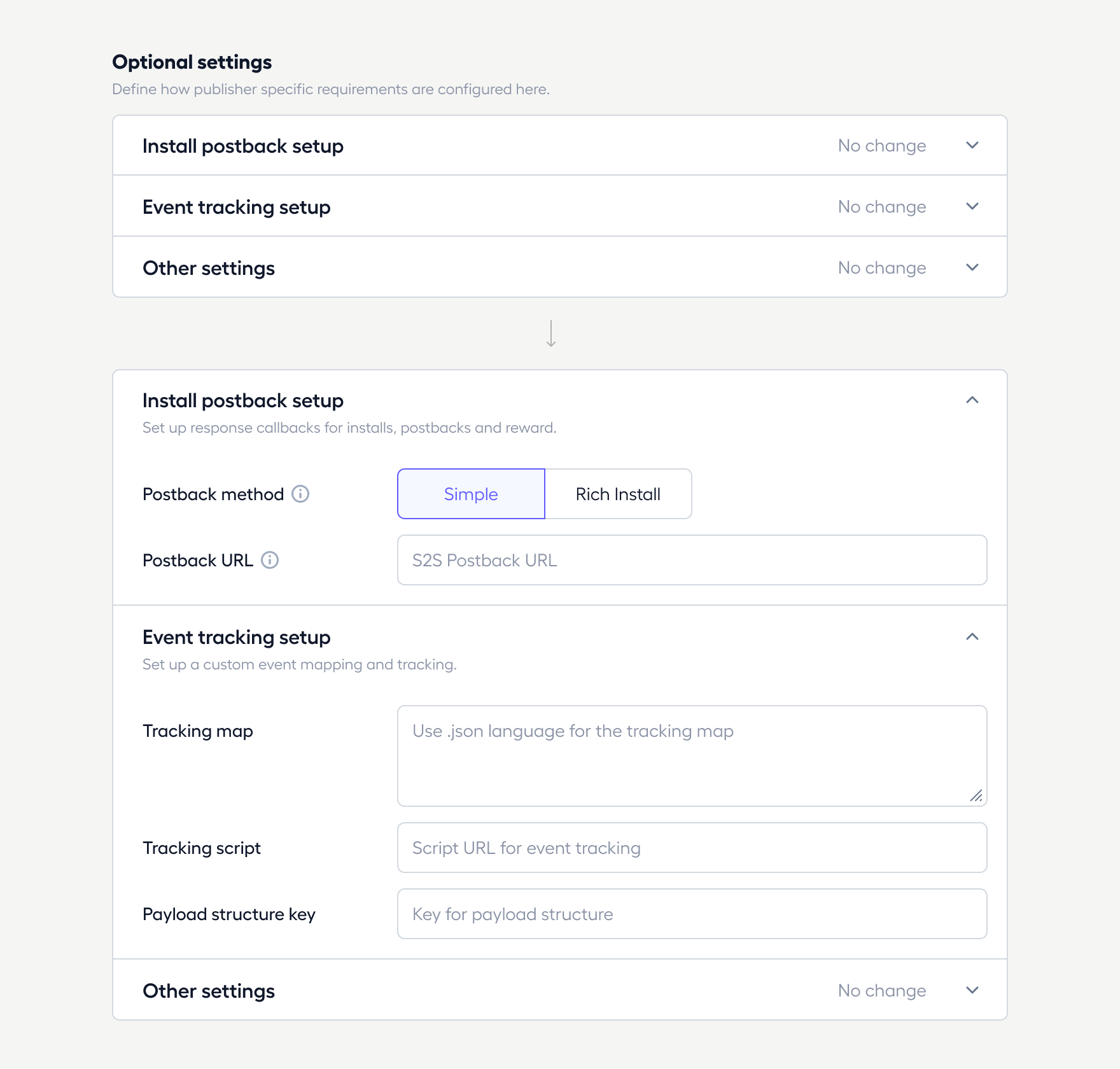 A configuration group expanded, showing related settings together with plain language tooltips